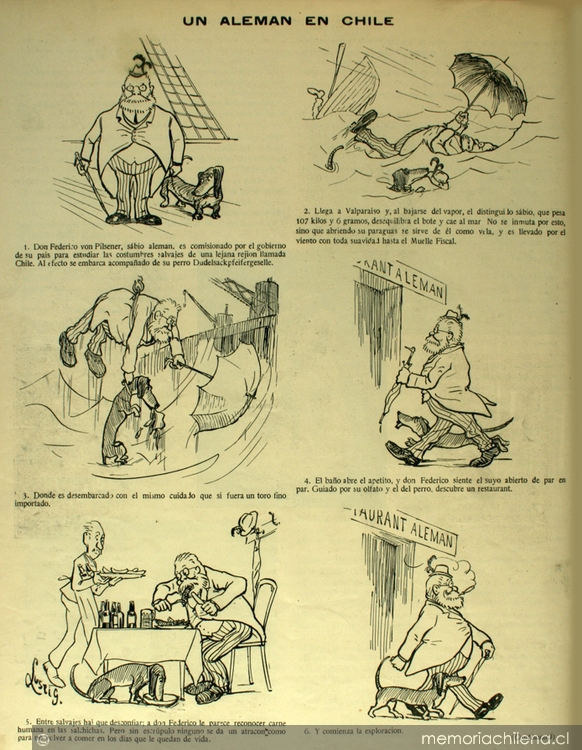 Lustig, “Un alemán en Chile”, Zig-Zag, n.º 71, 24 de junio de 1906. s.p.