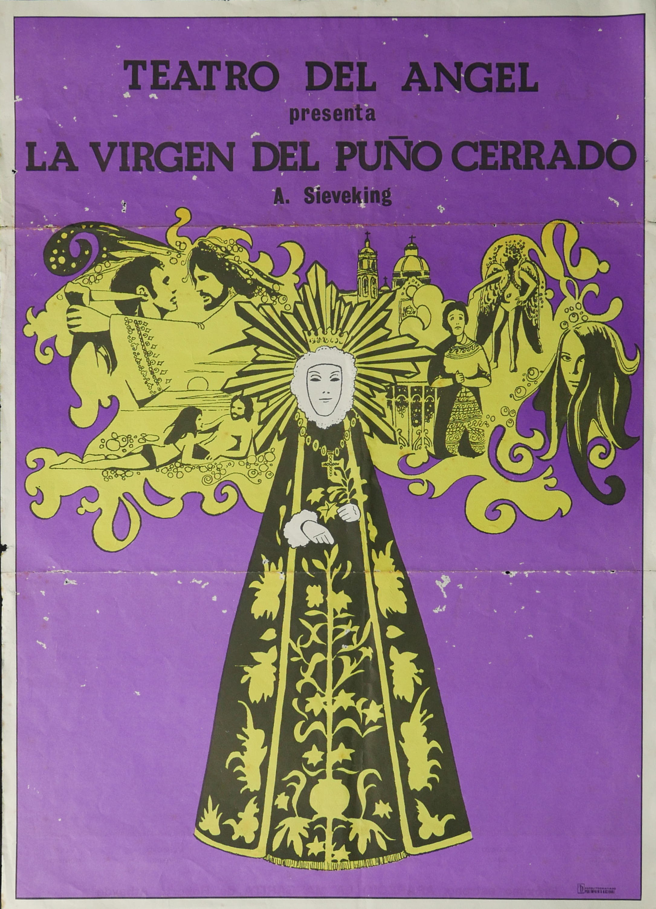 S.i., afiche de la obra La virgen del puño cerrado de Alejandro Sieveking, 1976.
