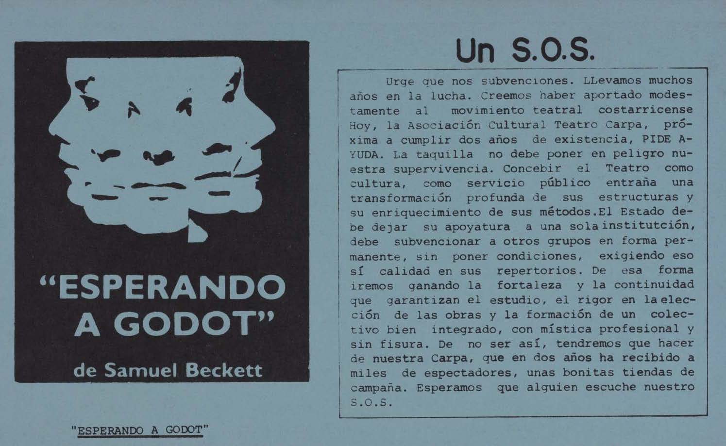 S.i., detalle de programa de mano de la obra Esperando a Godot, Teatro la Carpa, 1979.